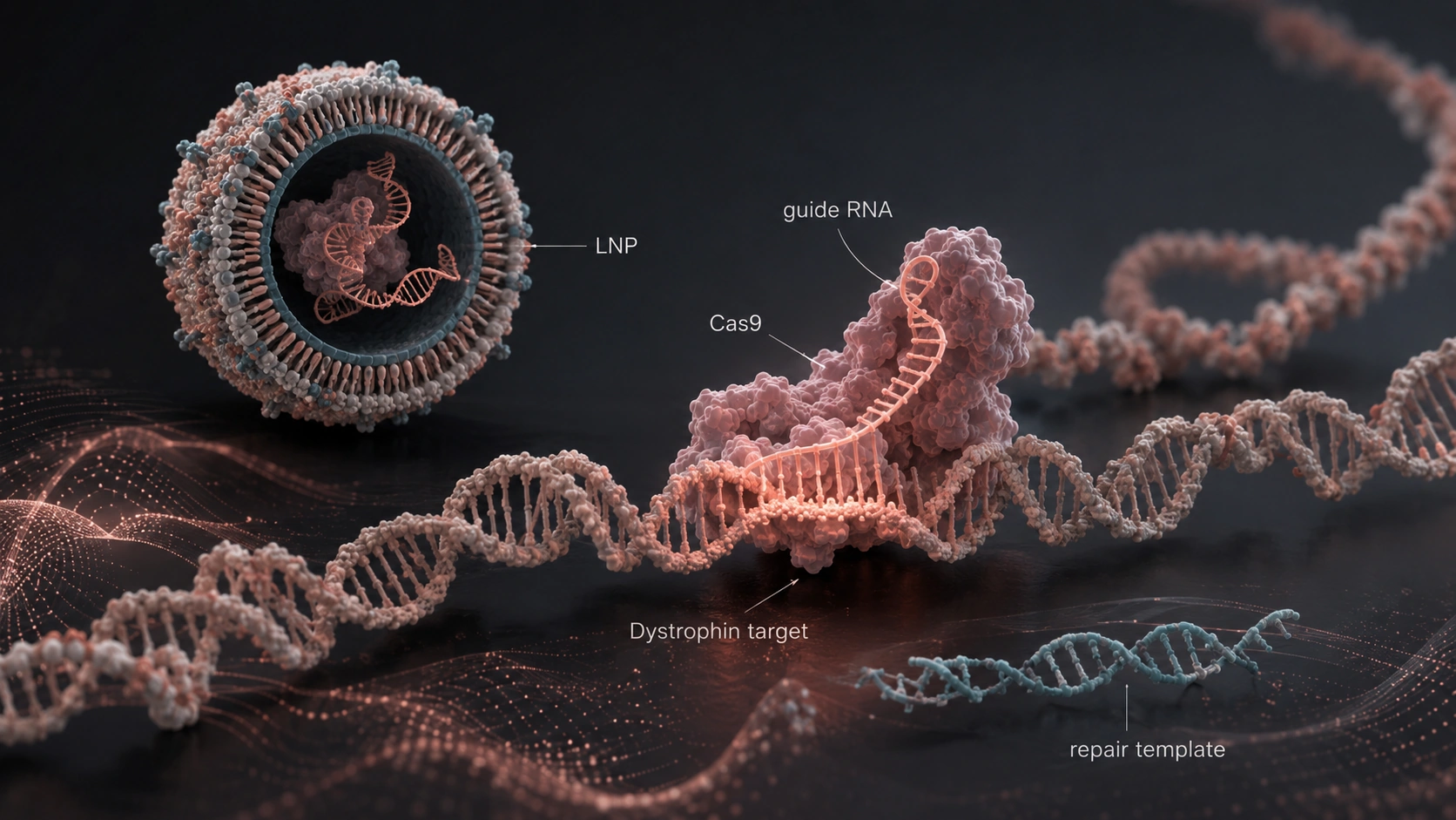 CRISPR-Cas9 and LNP correction concept